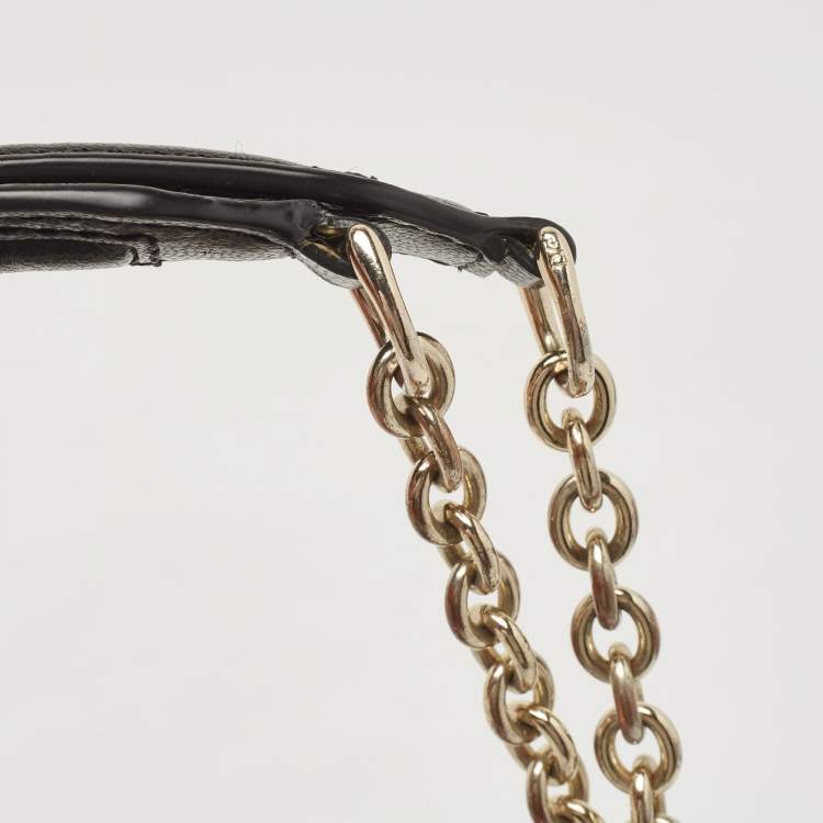 Pre Owned Diane Von Furstenberg Black/Peach Leather and Watersnake Highline Shoulder Bag
