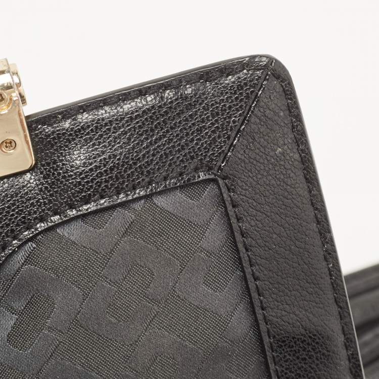 Pre Owned Diane Von Furstenberg Black/Peach Leather and Watersnake Highline Shoulder Bag