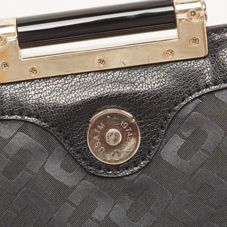 Pre Owned Diane Von Furstenberg Black/Peach Leather and Watersnake Highline Shoulder Bag
