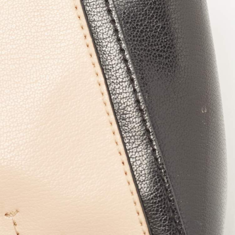 Pre Owned Diane Von Furstenberg Black/Peach Leather and Watersnake Highline Shoulder Bag