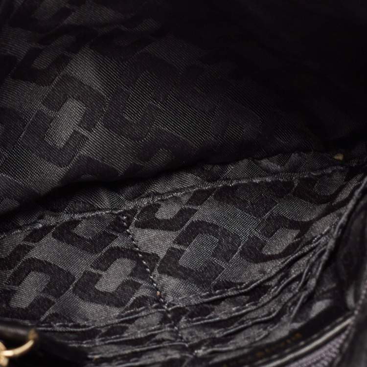 Pre Owned Diane von Furstenberg Black Leather Folio Fringe Clutch