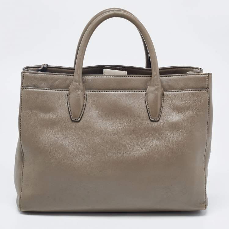 Pre Owned Diane Von Furstenberg Grey Leather Large 440 Gallery Secret Envelope Tote