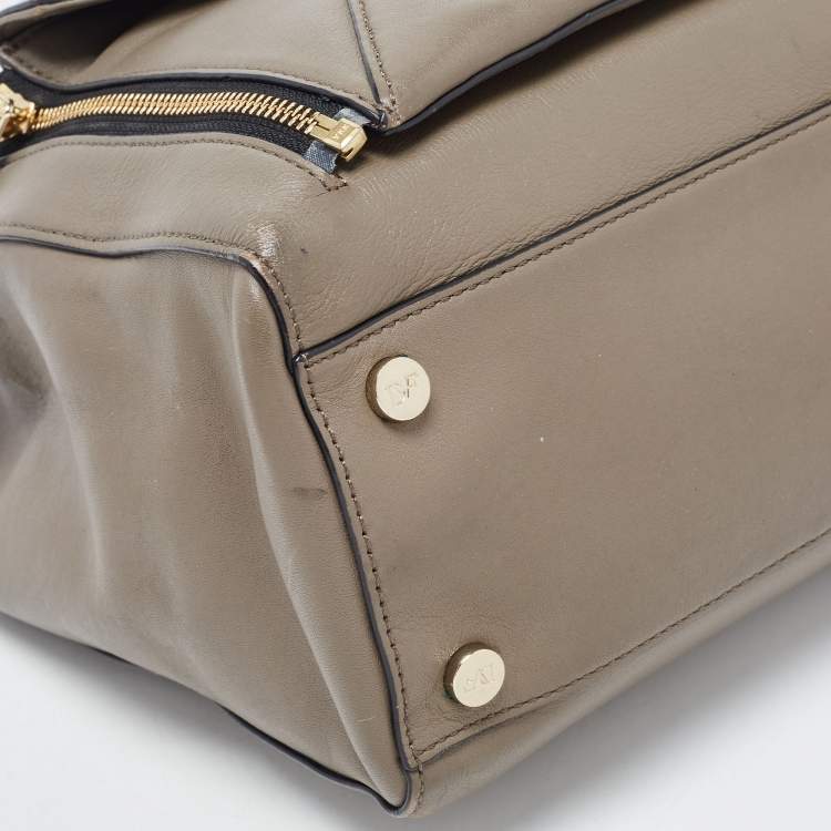 Pre Owned Diane Von Furstenberg Grey Leather Large 440 Gallery Secret Envelope Tote