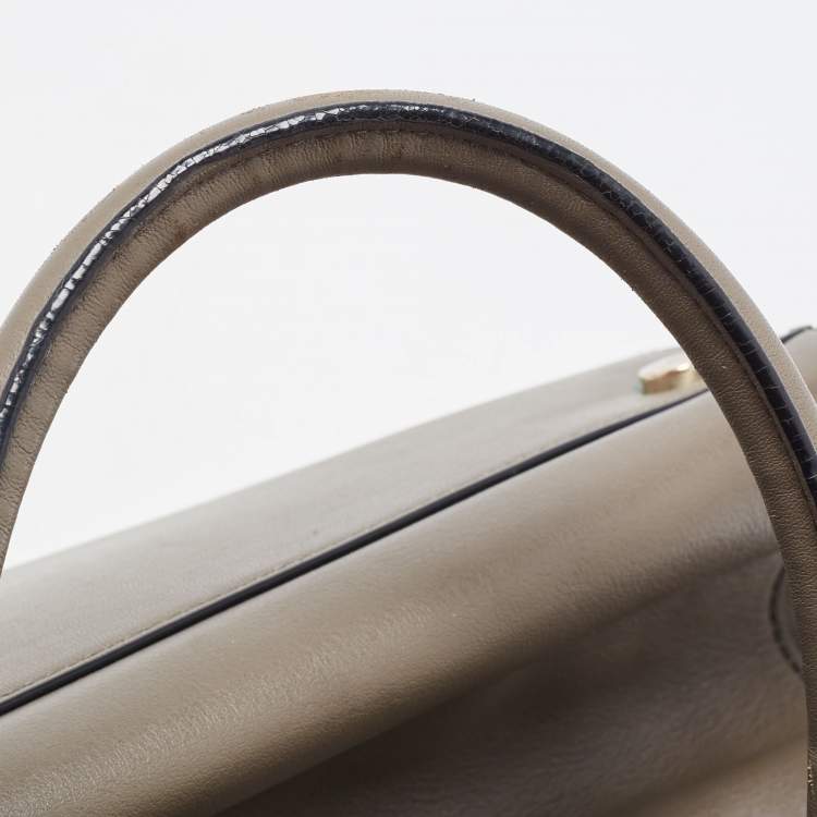 Pre Owned Diane Von Furstenberg Grey Leather Large 440 Gallery Secret Envelope Tote