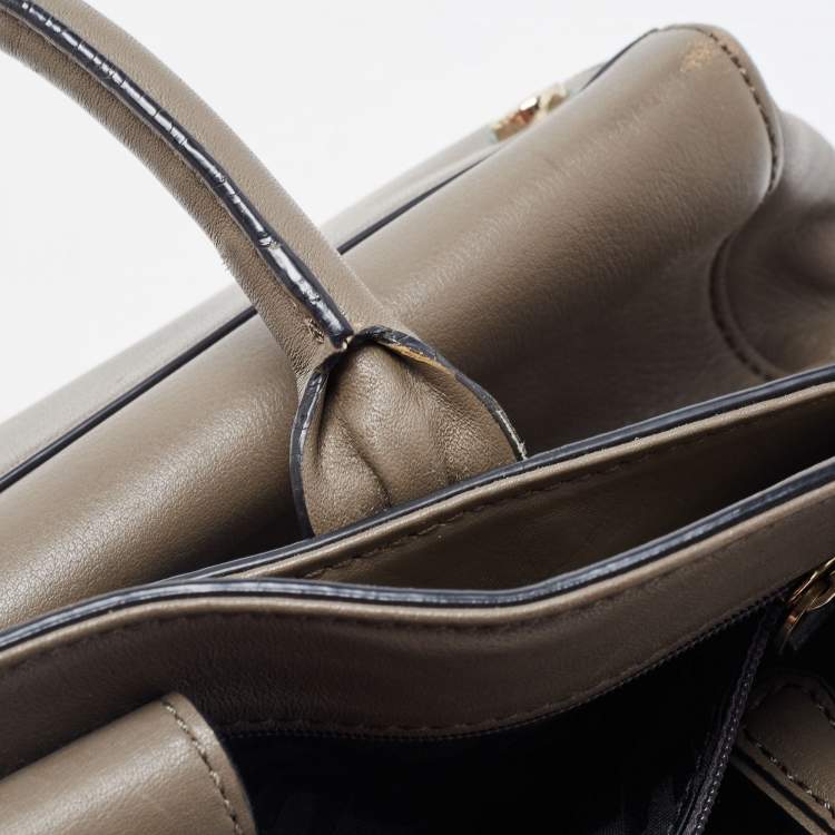 Pre Owned Diane Von Furstenberg Grey Leather Large 440 Gallery Secret Envelope Tote