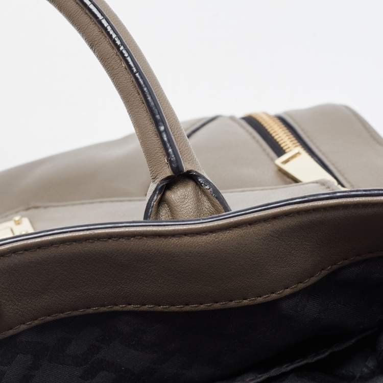 Pre Owned Diane Von Furstenberg Grey Leather Large 440 Gallery Secret Envelope Tote