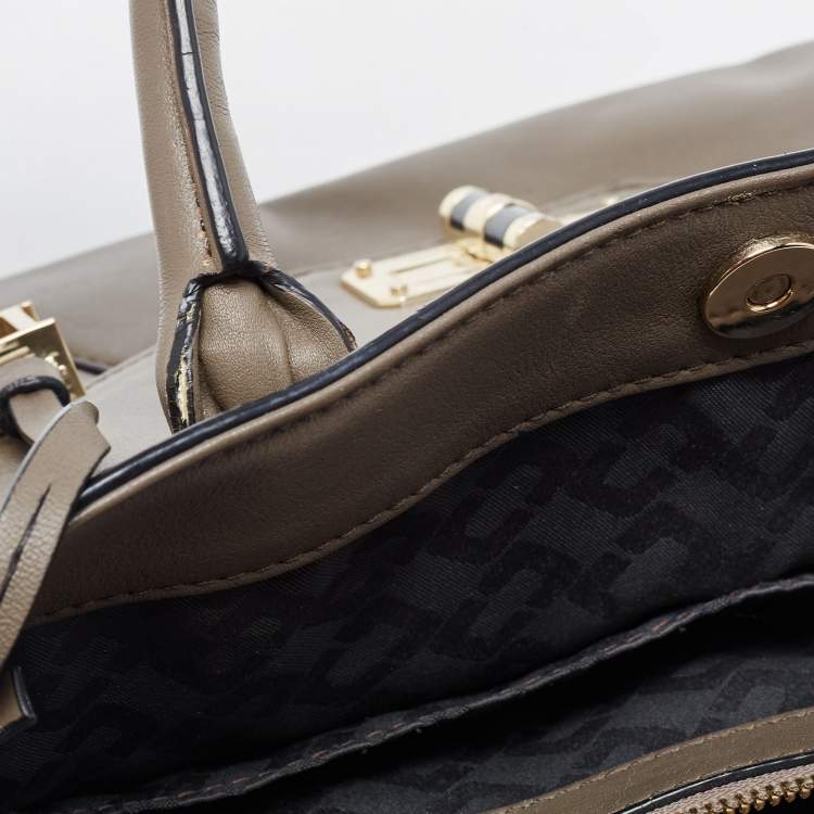 Pre Owned Diane Von Furstenberg Grey Leather Large 440 Gallery Secret Envelope Tote