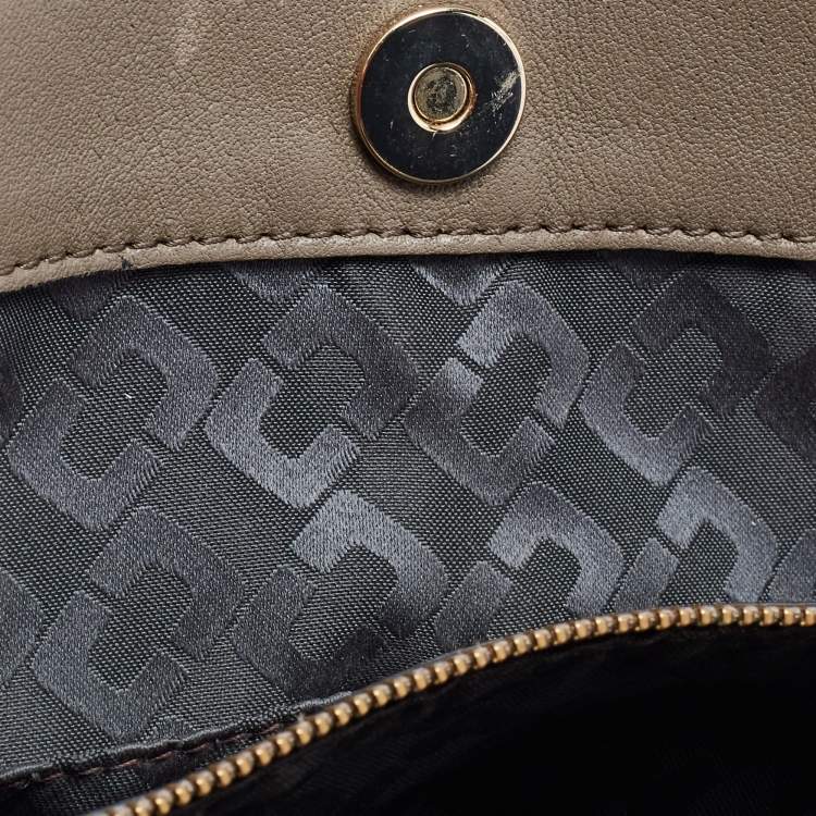 Pre Owned Diane Von Furstenberg Grey Leather Large 440 Gallery Secret Envelope Tote