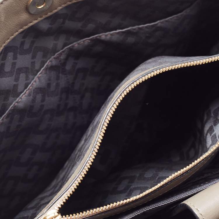 Pre Owned Diane Von Furstenberg Grey Leather Large 440 Gallery Secret Envelope Tote