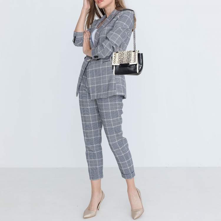Pre Owned Diane Von Furstenberg Black/White Leather and Watersnake Highline Shoulder Bag