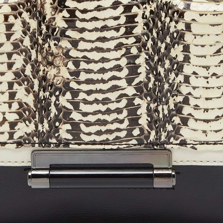 Pre Owned Diane Von Furstenberg Black/White Leather and Watersnake Highline Shoulder Bag