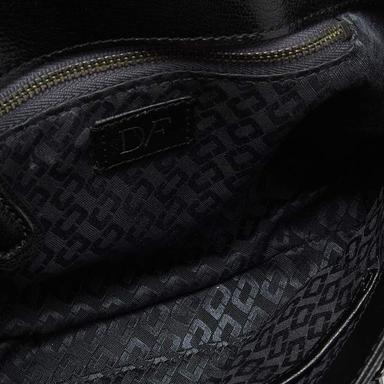 Pre Owned Diane Von Furstenberg Black/White Leather and Watersnake Highline Shoulder Bag
