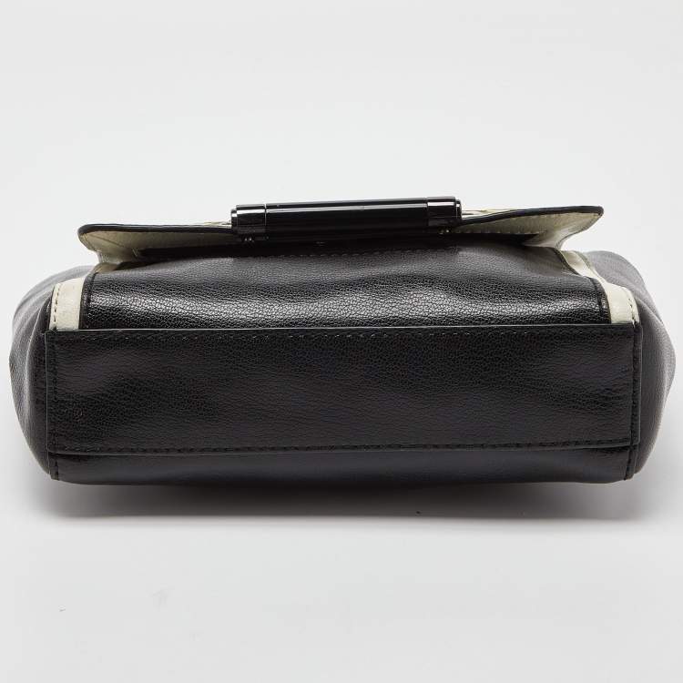 Pre Owned Diane Von Furstenberg Black/White Leather and Watersnake Highline Shoulder Bag