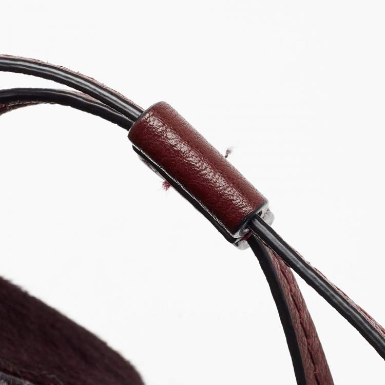Pre Owned Diane Von Furstenberg Burgundy Calfhair and Leather Mini Love Power Drawstring Bucket Bag