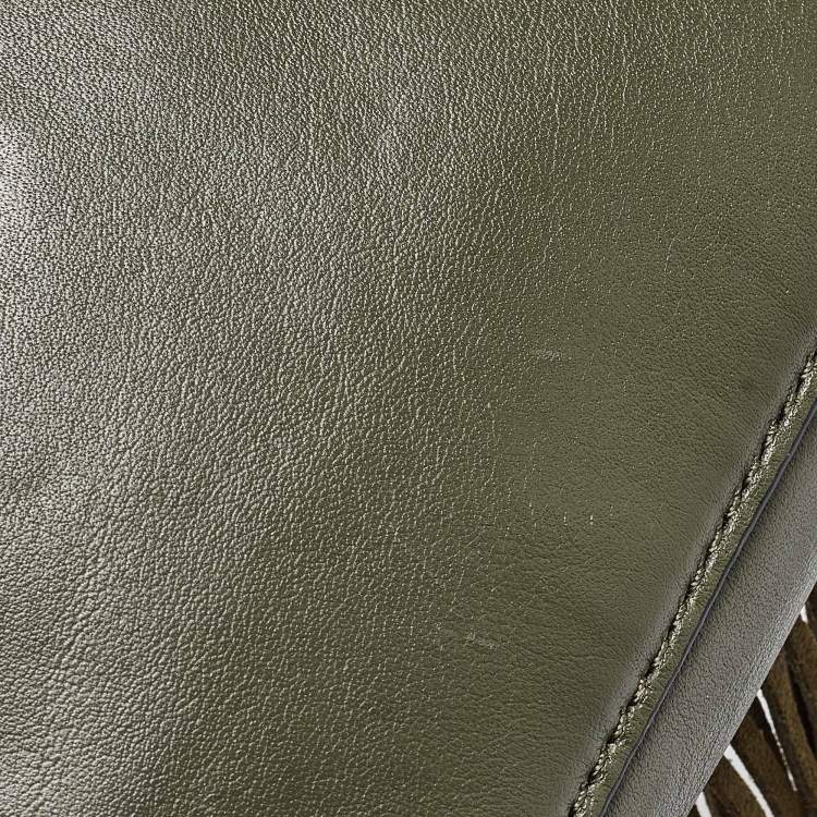 Pre Owned Diane Von Furstenberg Green Leather Fringe Flap Crossbody Bag