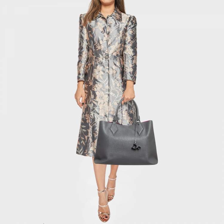 Pre Owned Diane Von Furstenberg Grey Saffiano Leather Large Voyager Carryall Tote