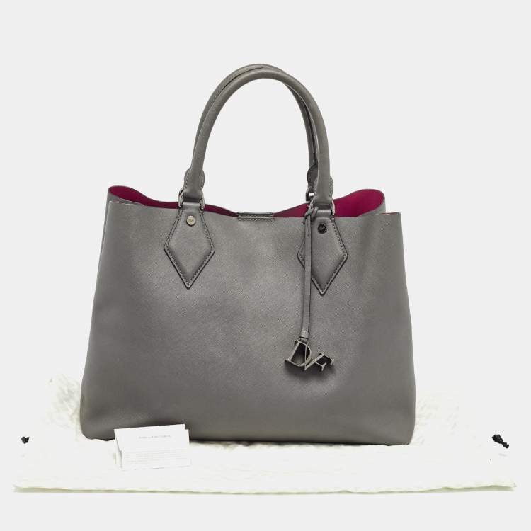 Pre Owned Diane Von Furstenberg Grey Saffiano Leather Large Voyager Carryall Tote
