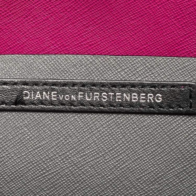 Pre Owned Diane Von Furstenberg Grey Saffiano Leather Large Voyager Carryall Tote