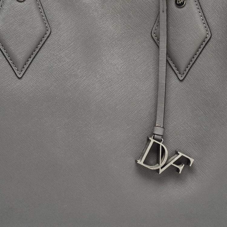 Pre Owned Diane Von Furstenberg Grey Saffiano Leather Large Voyager Carryall Tote