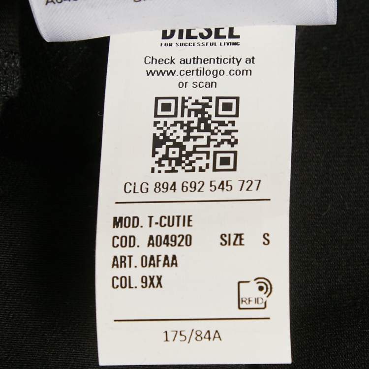مملوكة مسبقًا Diesel Black Printed Jersey T-Shirt S