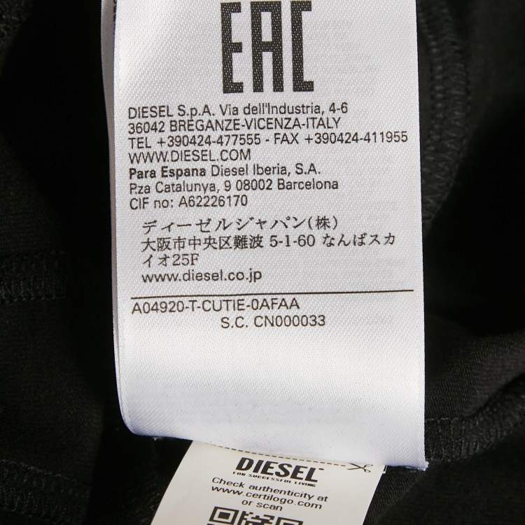 مملوكة مسبقًا Diesel Black Printed Jersey T-Shirt S