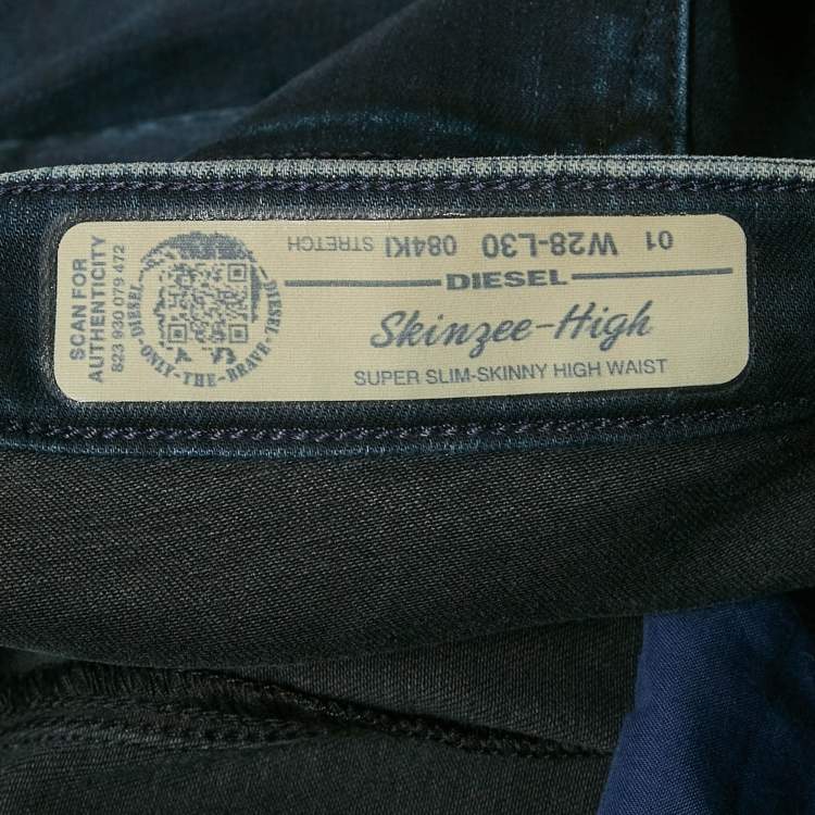Pre Owned Diesel Navy Blue Denim Skinzee High Jeans M Waist 28"