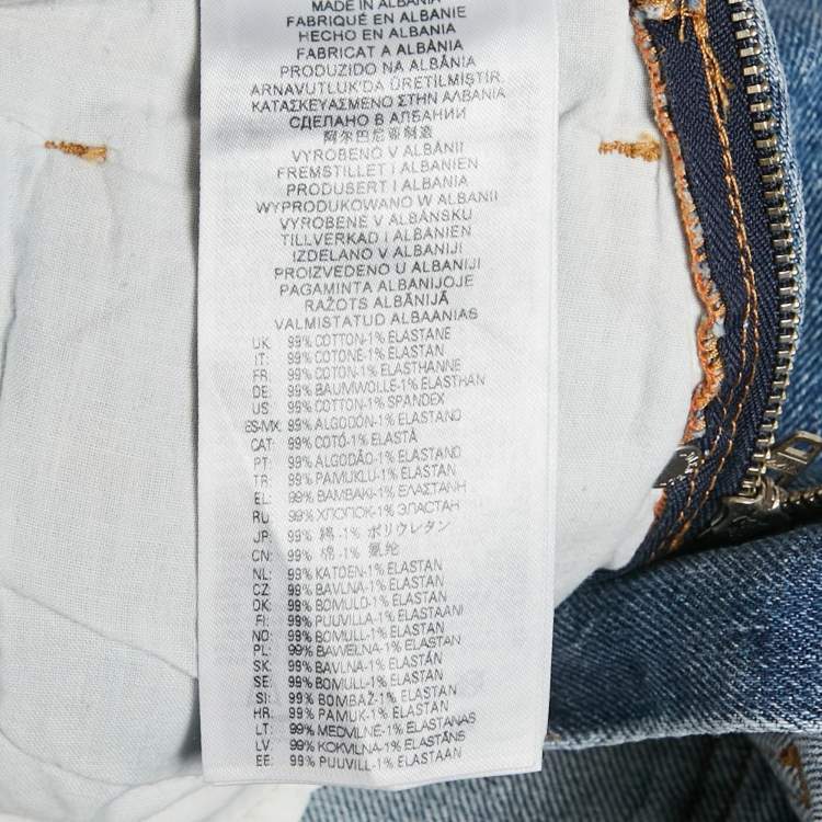 Pre Owned Diesel Blue Denim Logo Detail Shorts S