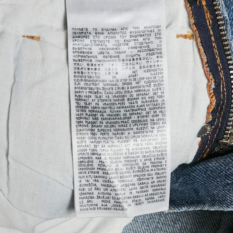 Pre Owned Diesel Blue Denim Logo Detail Shorts S