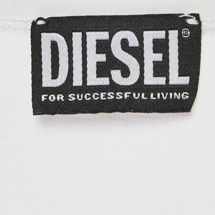 Pre Owned Diesel White Jersey Ripped Detail T-Shirt S