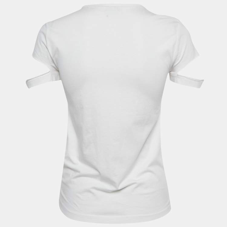 Pre Owned Diesel White Jersey Ripped Detail T-Shirt S