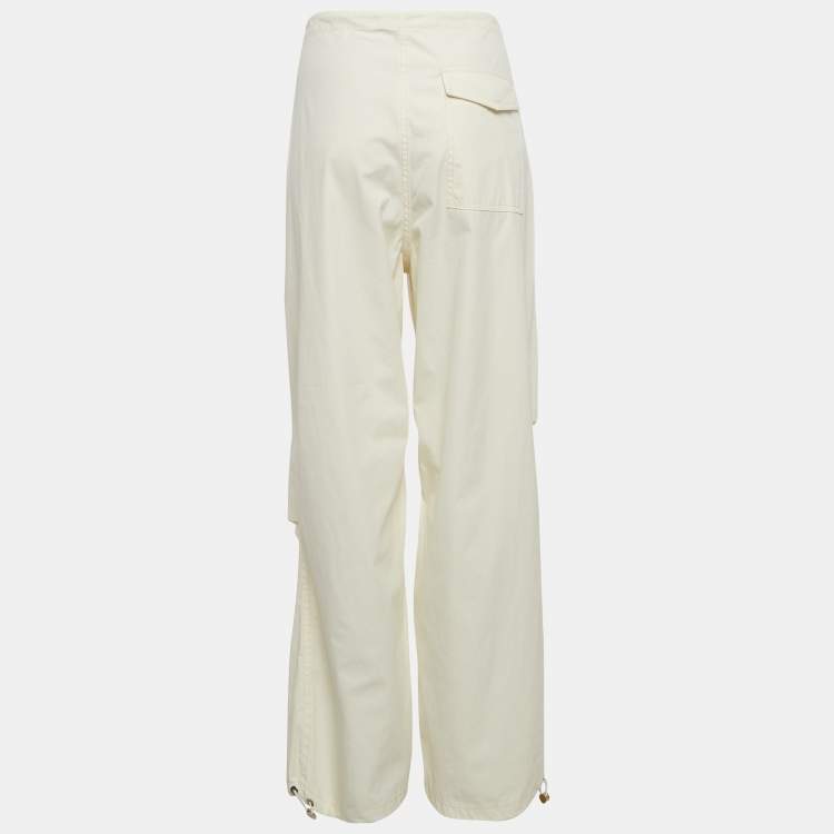 Pre Owned Dion Lee Ivory White Cotton Blend Toggle Parachute Pants S