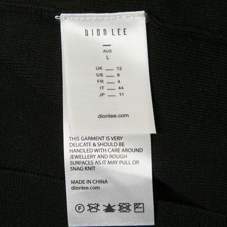 Pre Owned Dion Lee Black Jersey V-Neck Twist Shoulder Detail Midi Dress M