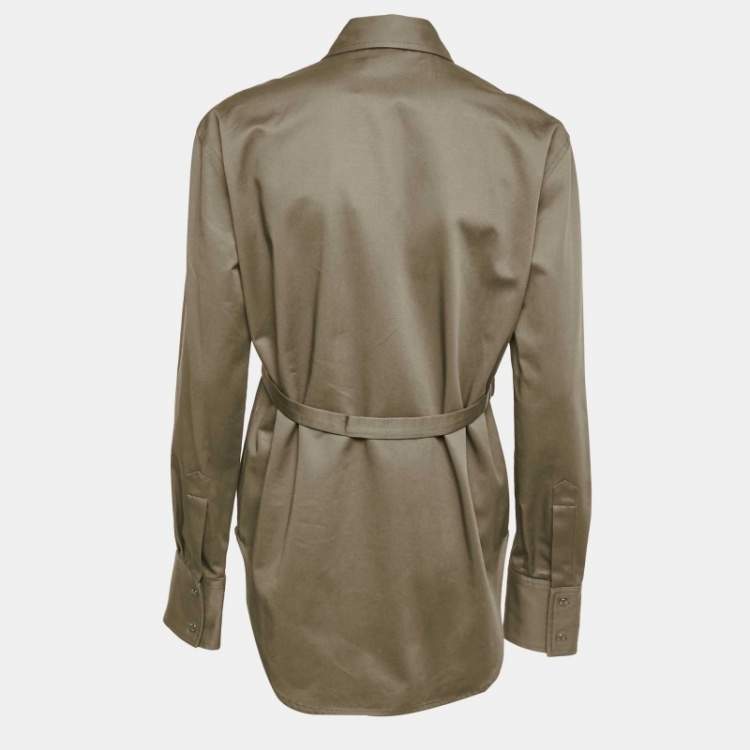 Pre Owned Dion Lee Ash Green Cotton Belted Utility Shirt  S