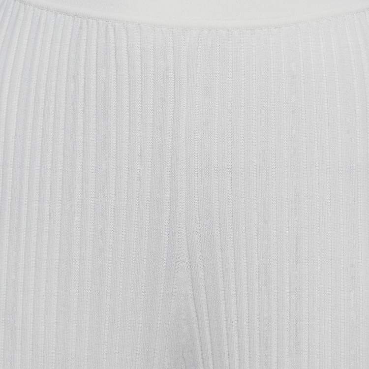 Pre Owned Dion Lee Ivory White Ribbed Knit Pants M