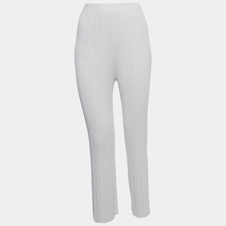 Pre Owned Dion Lee Ivory White Ribbed Knit Pants M