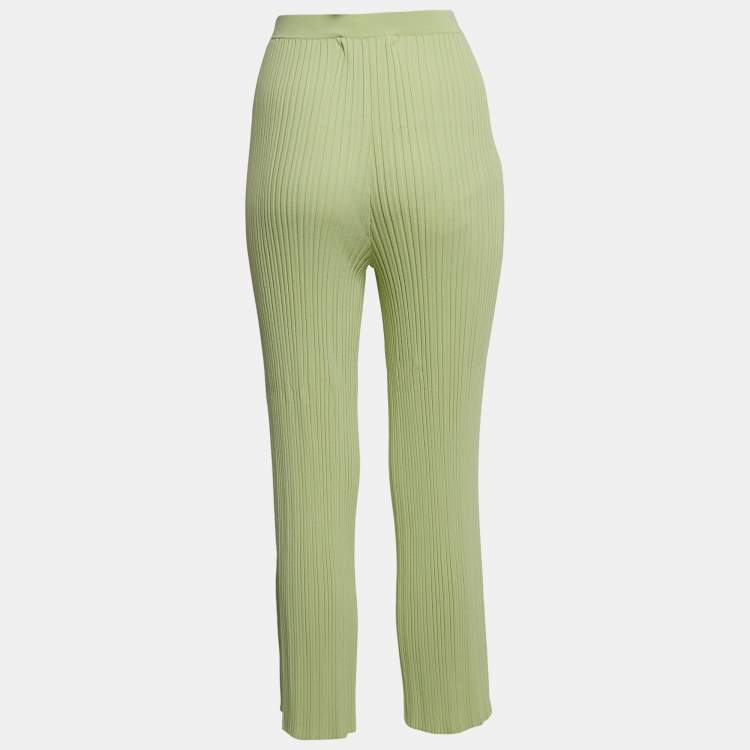 Pre Owned Dion Lee Mint Green Ribbed Knit Pants M