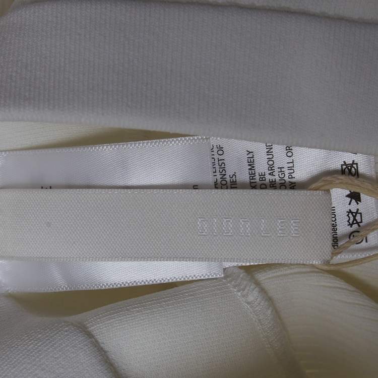 Pre Owned Dion Lee White Knit Wide Leg Trousers L