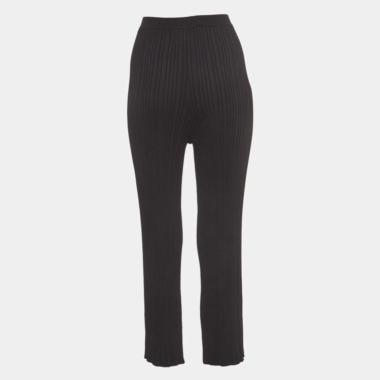 Pre Owned Dion Lee Black Rib Knit Elasticated Waist Float Pants L