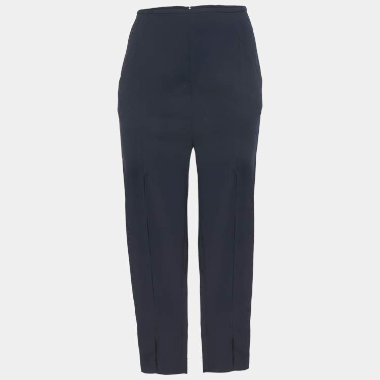 Pre Owned Dion Lee Navy Blue Crepe Bar-tack Detail Trousers S