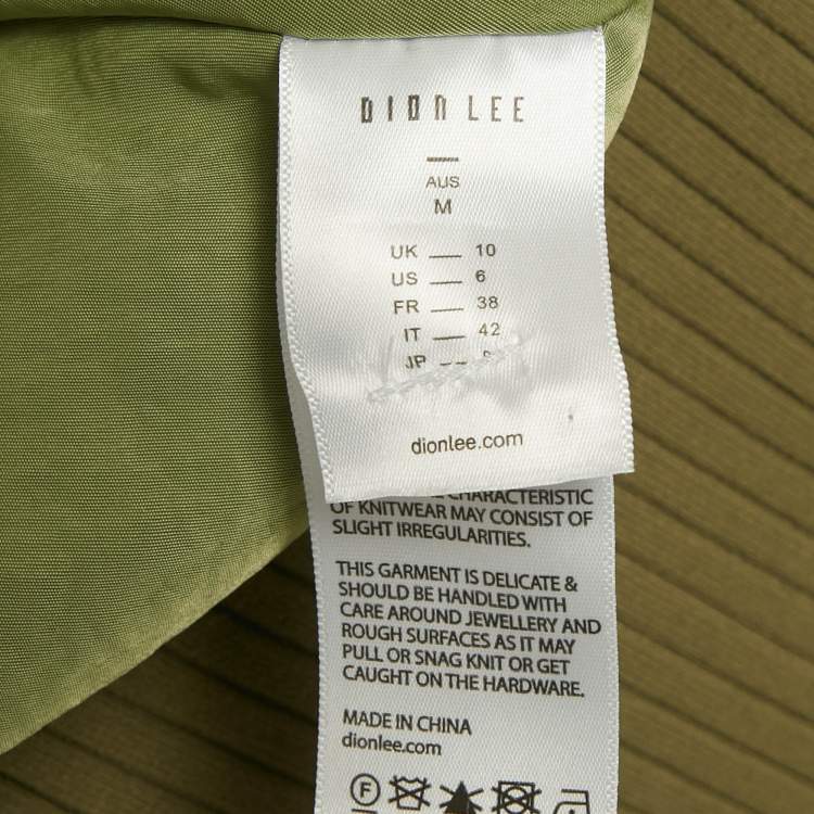 Pre Owned Dion Lee Green Ribbed Hem Nylon Hook Front Jacket M