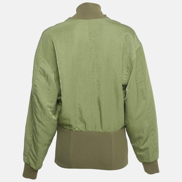 Pre Owned Dion Lee Green Ribbed Hem Nylon Hook Front Jacket M