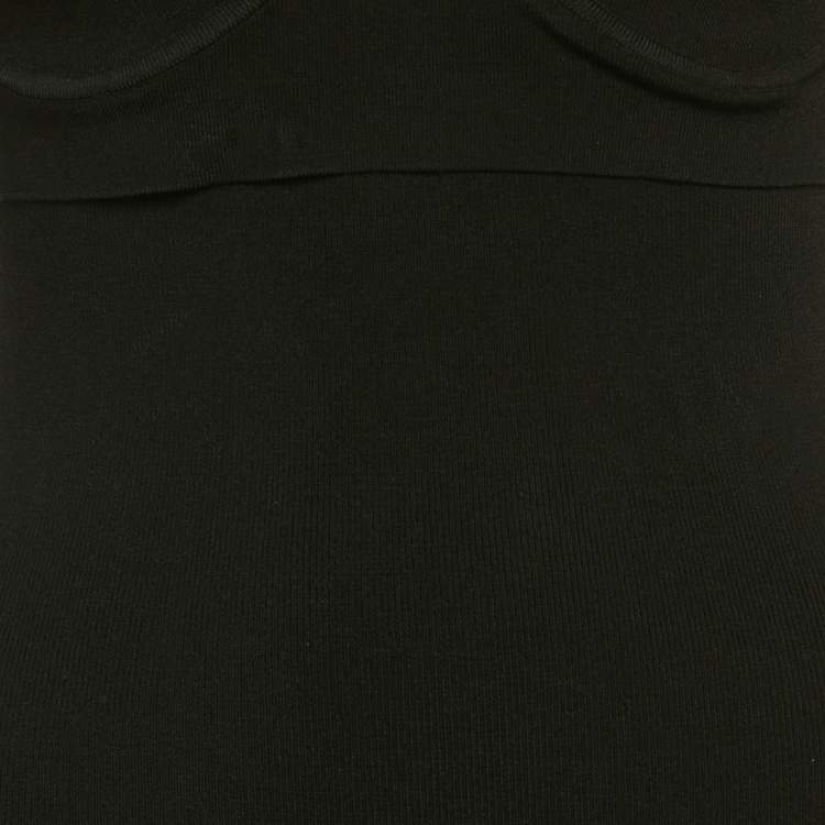 Pre Owned Dion Lee Black Jersey & Mesh Corset Detail Mini Dress S 