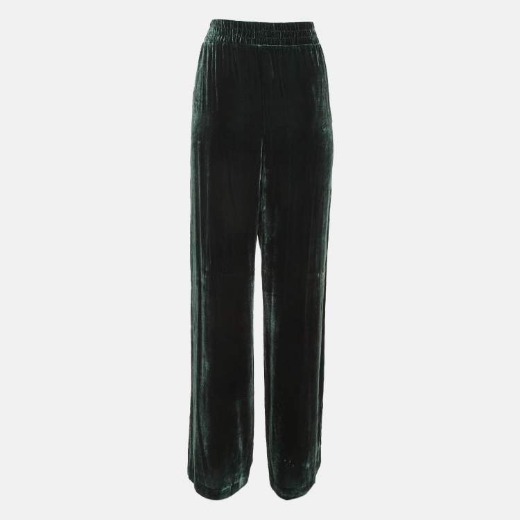 Pre Owned Dion Lee Green/Blue Velvet Straight Fit Trousers M