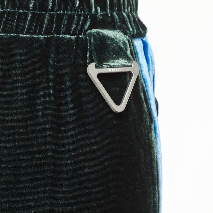 Pre Owned Dion Lee Green/Blue Velvet Straight Fit Trousers M