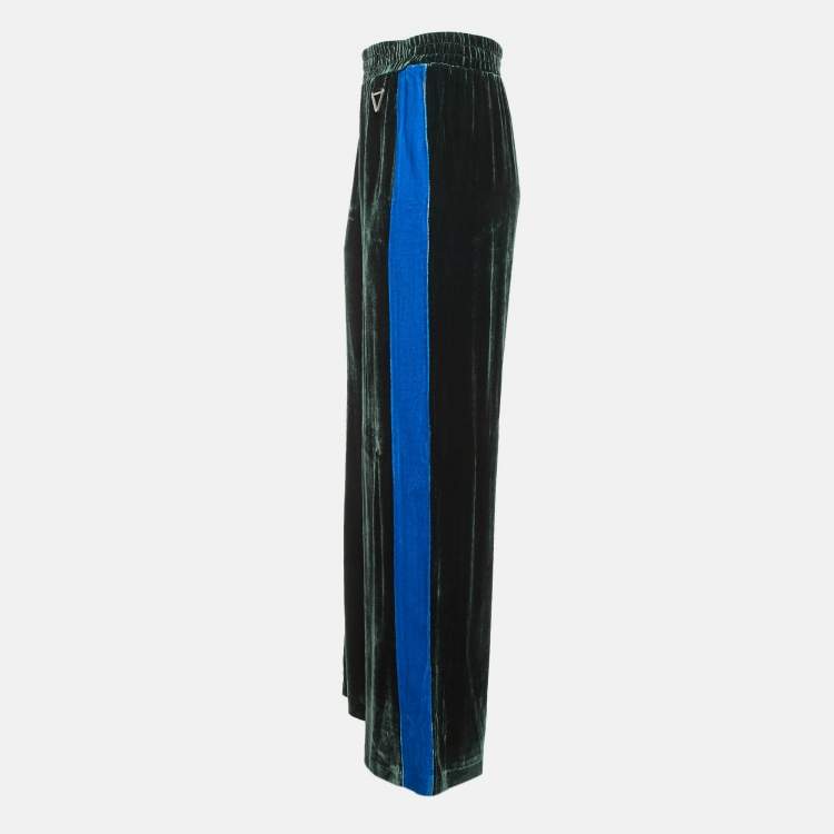 Pre Owned Dion Lee Green/Blue Velvet Straight Fit Trousers M