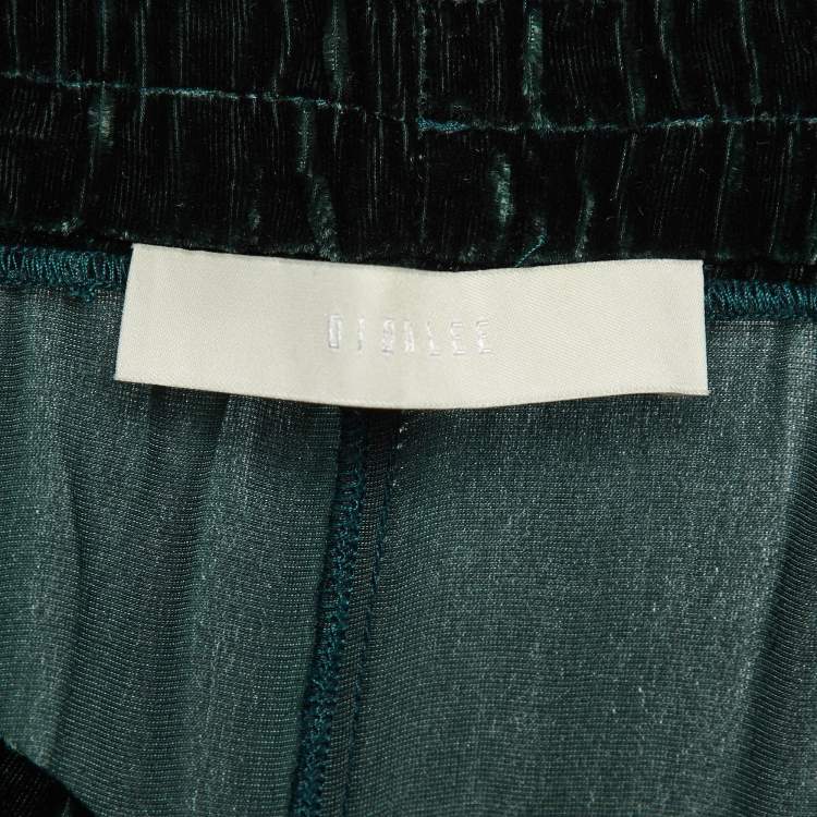 Pre Owned Dion Lee Green/Blue Velvet Straight Fit Trousers M