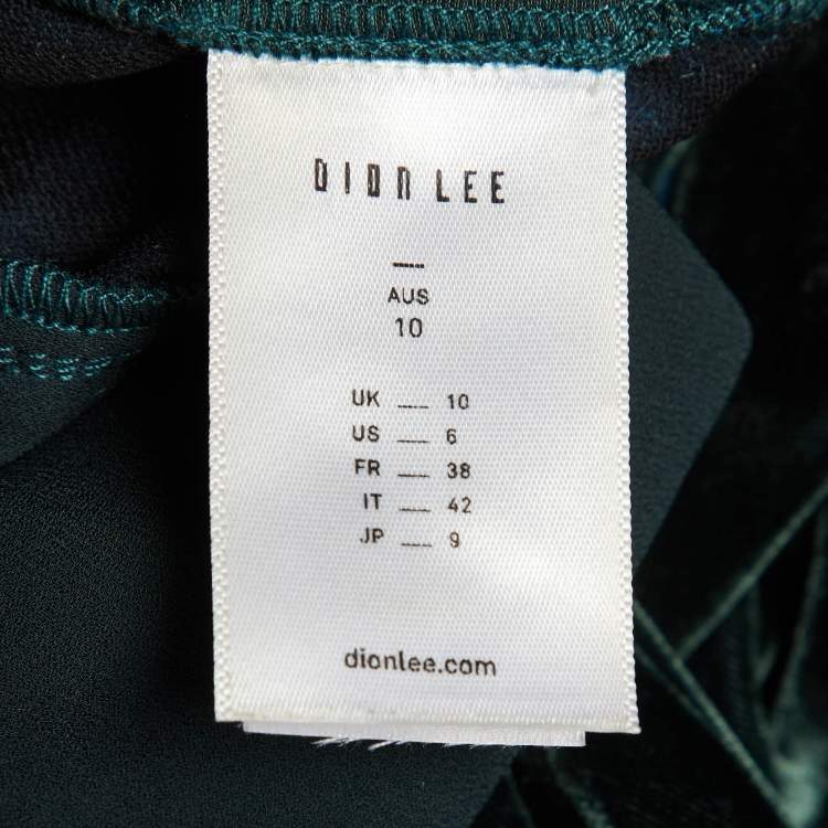 Pre Owned Dion Lee Green/Blue Velvet Straight Fit Trousers M