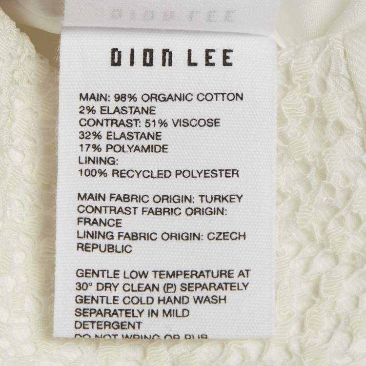 Pre Owned Dion Lee White Lace and Gabardine Lace-Up Mini Skirt S