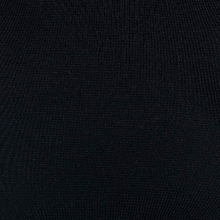 Pre Owned Dionlee Black Knit Cutaway Halterneck Long Sleeve Top L