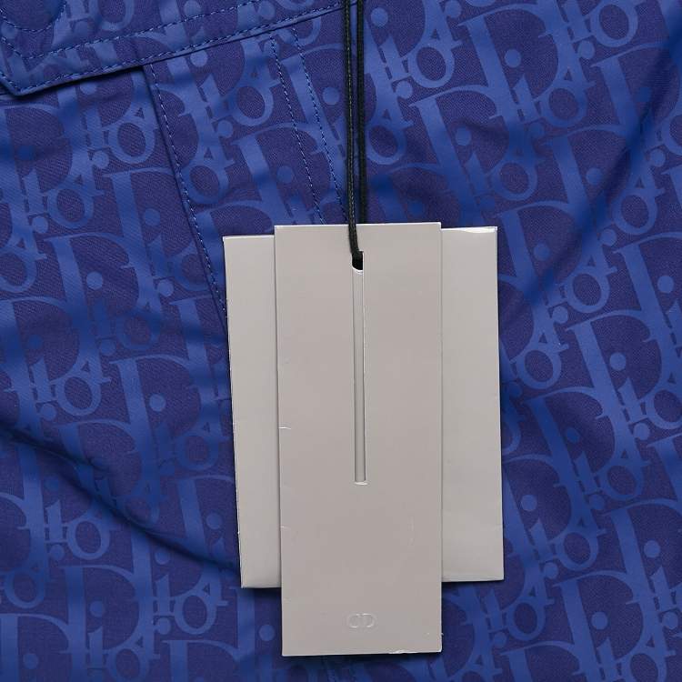 Pre Owned Dior Homme Blue Oblique Print Synthetic Swim Shorts M